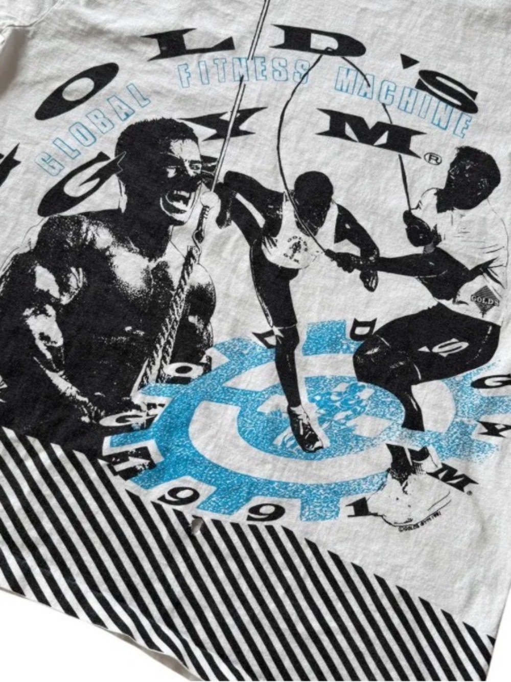 80/90s golds gym “global fitness machine” shirt AOP - Picture 3 of 4